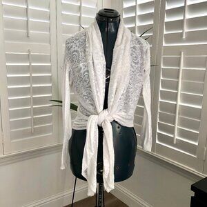 White Lace Cardigan Coverup, Lightweight and Stretcy
